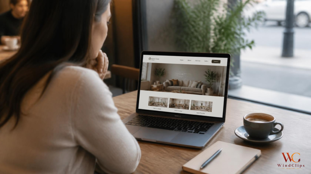 Customer browsing a small business website on a laptop